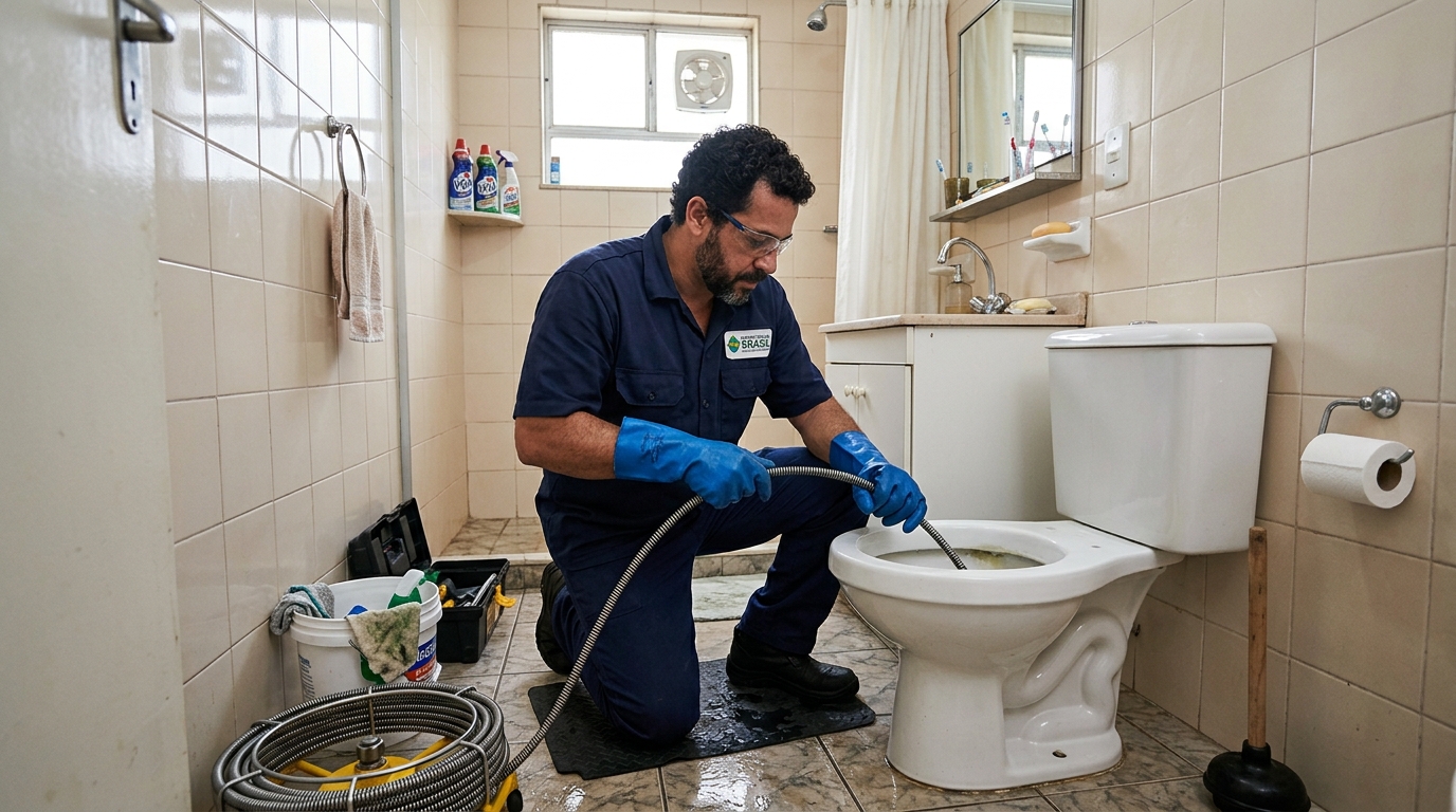 Desentupimento de vaso com equipamento em Campo Grande-MS