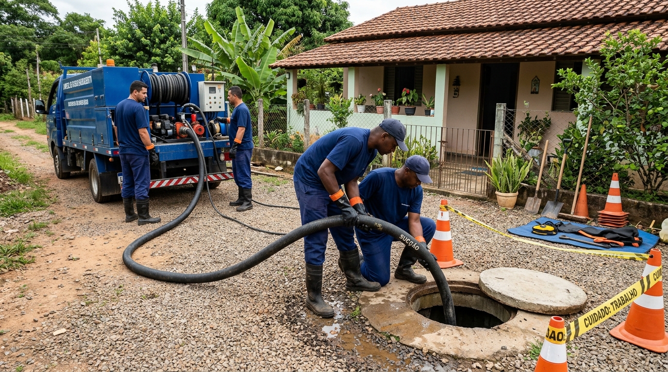 Equipe de desentupimento de fossa em Campo Grande-MS